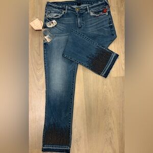 True Religion Blue Ankle & Cropped Jeans
